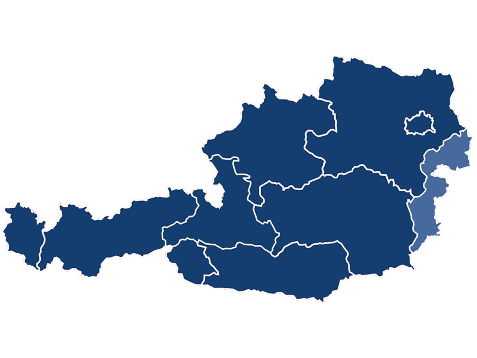 Burgenland in Österreichkarte eingezeichnet